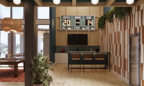 bar with score board